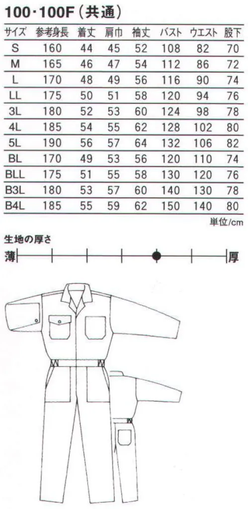 丸鬼 100F 長袖ツナギ（前ファスナータイプ） 本物品質にこだわった、国内染色コットン100％ギア。前ファスナータイプです。 ※この商品は、00番色ホワイトのみになります。 サイズ／スペック