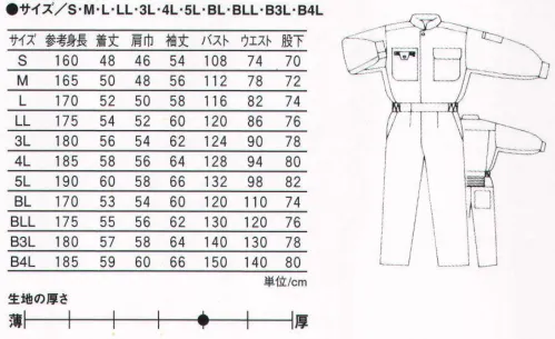 丸鬼 PS-120 長袖ツナギ 豊富なカラー＆サイズ、人気の定番スタイル。「ACT-FIT SYSTEM（快適な着心地と作業性のために開発したオリジナル機能）」で動きやすい。 サイズ／スペック