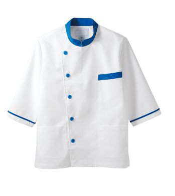 住商モンブラン 6-813 調理衣（男女兼用・7分袖） 配色を効かせたデザインで明るい印象に。