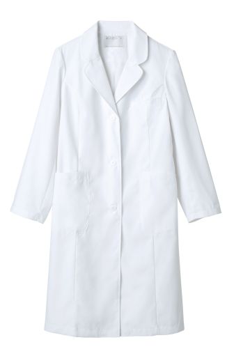 住商モンブラン 71-121 女子診察衣シングル（長袖） 同じ仕事着でも、さりげなくおしゃれなデザインを選びたい。そんな方には丸衿、プリンセスラインの優しいコートをどうぞ。ドクターコートの必要機能もすべて備えています。