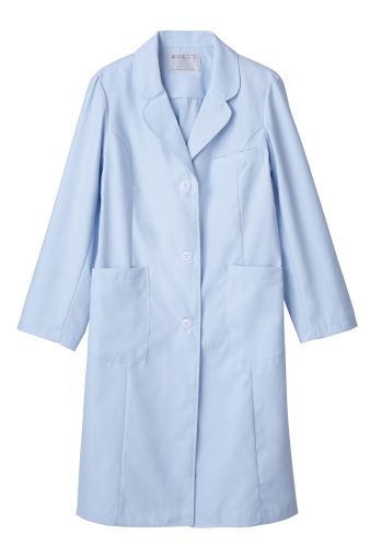 住商モンブラン 71-123 女子診察衣シングル（長袖） 同じ仕事着でも、さりげなくおしゃれなデザインを選びたい。そんな方には丸衿、プリンセスラインの優しいコートをどうぞ。ドクターコートの必要機能もすべて備えています。