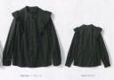 住商モンブラン BW2001-1 ブラウス（ブラック・長袖） 両肩から下に向けてフリルを配した、スタンドカラーのブラウス。袖口にふくらみを持たせ、クラシカルな女性らしさのあるデザインに。ストレッチ素材で動きやすい。シックな印象で高級感のある白と黒の2カラー。
