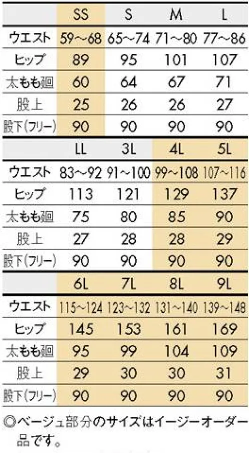 住商モンブラン 72-1401 パンツ（ウエスト半ゴム・ひも入） ●ハイパーストレッチトリコット住商モンブラン従来品のトリコットに比べ約3倍のストレッチ性を実現したワープニット。なめらかな風合いの軽やかな着心地です。※イージーオーダー品（SS・4L～9L）につきましてはお問合せ下さい。 サイズ／スペック