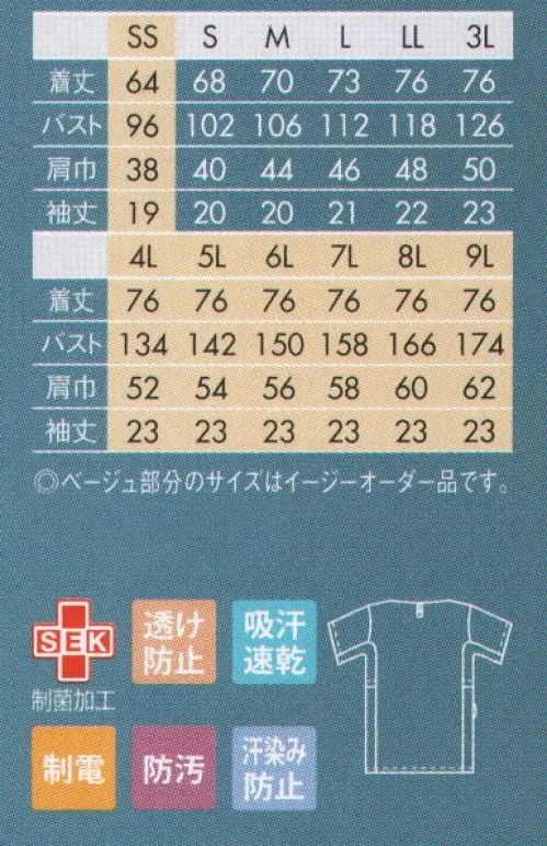 住商モンブラン 72-912 スクラブ（男女兼用・半袖） 動きやすく汗染みもブロックする、すごいスクラブ。両サイドの配色部分に使用したデュアルファイン®は、やわらかなニット素材で動きやすく、汗をかいても表面に染み出しにくい機能素材。さらに立体裁断でスムーズな動きを実現する、快適スクラブです。●形状特徴●・着脱が簡単な肩口スナップテープ仕様・控えめなVネックは顔周りをスッキリとした印象に。・両サイドにストレッチの効いたニット素材を使用。・キーホルダーも掛けられる便利な右ウエストループ。・脇ポケットには小物を整理しやすい内ポケット付き・ストラップのズレ上りを防ぐホールドループ。 サイズ／スペック