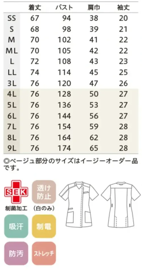 住商モンブラン MS003-5253 スクラブ（半袖） サイズ／スペック