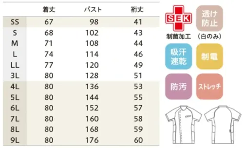 住商モンブラン MS401-0132 スクラブ（半袖） サイズ／スペック