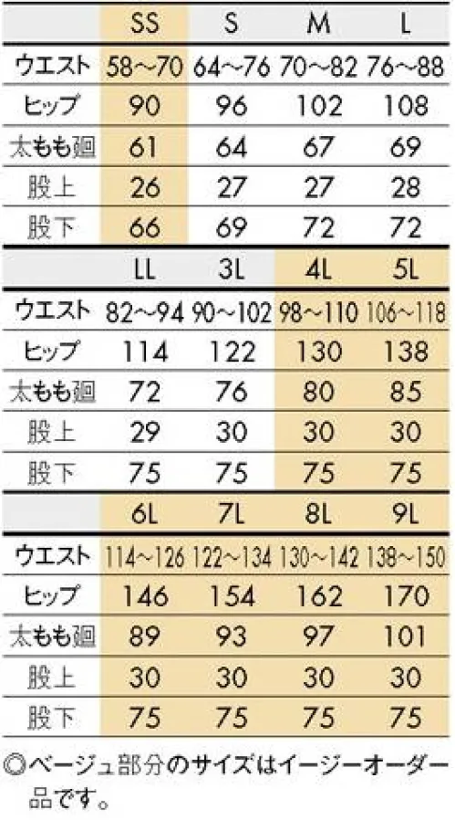 住商モンブラン MS741-33 パンツ（ノータック・総ゴム） とことん軽くてよく伸びる！ノンストレスな心地よさ。●超・軽量一般的な織物スクラブと比較して、重量を約30％ダウン。住商モンブランの従来品と比較しても、最軽量を実現しました。軽やかな着心地は、着ていることを忘れてしまうほど。重さのストレスから解放されて、肩こりなどの軽減も期待できます。●ストレッチどの方向にもしっかり伸びる、優れたストレッチ性。体への負担やストレスを軽減し、快適な動きやすさを実現します。自然なフィット感で、腕の上げ下げや、支える、抱えるなど、さまざまな動作もスムーズです。●清涼生地の裏側は、肌に当たる面積が少ない点接触。体にまとわりつかず、さらりとした肌ざわりをかなえます。吸水・拡散・放熱の機能が有り、汗をかく季節や暑い環境でも快適。いつもさわやかで涼しい着心地をキープします。※イージーオーダー品（SS・4L～9L）につきましてはお問合せ下さい。 サイズ／スペック