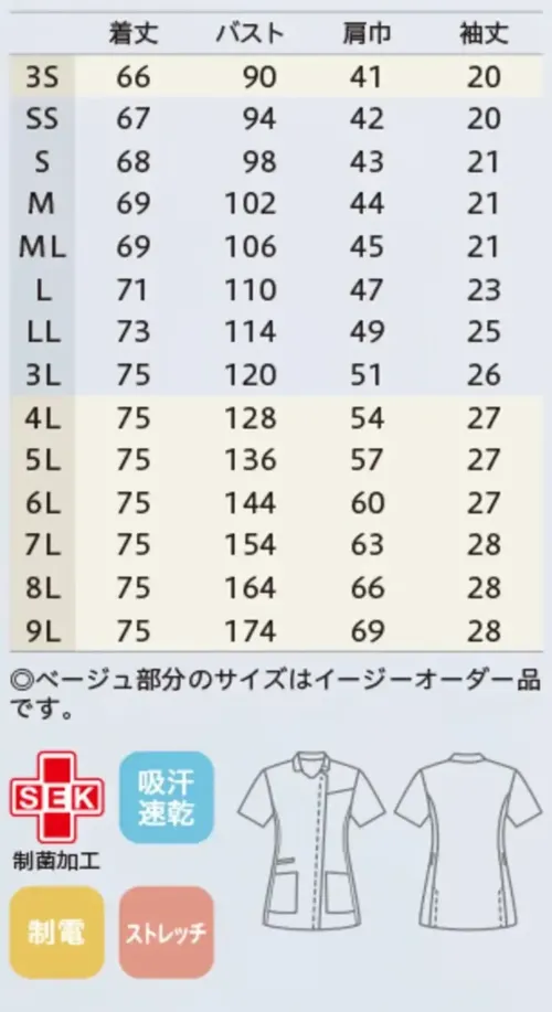 住商モンブラン RS002-2183 スクラブ（半袖） サイズ／スペック