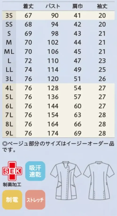 住商モンブラン RS003-8322 スクラブ（半袖） サイズ／スペック
