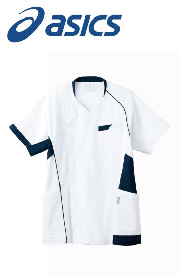 ドクターウェア 半袖ジャケット（ブルゾン・ジャンパー） アシックス CHM401-0183 スクラブ（半袖） 医療白衣com