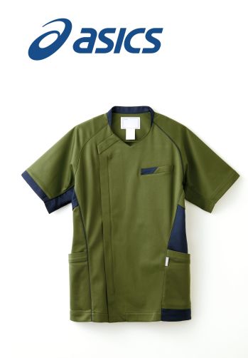 ドクターウェア 半袖ジャケット（ブルゾン・ジャンパー） アシックス CHM401-3283 スクラブ（半袖） 医療白衣com