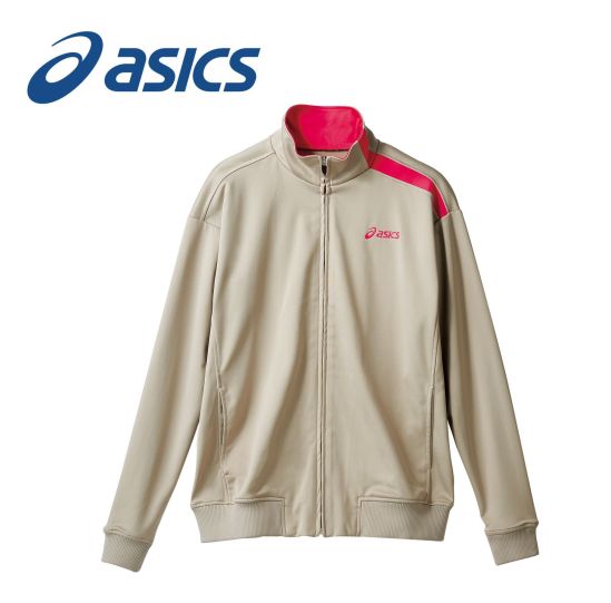 アシックス CHM507-0524 ジャケット（男女兼用・長袖） ASICSスポーツ工学から生まれた技術を、医療・介護の現場へ最前線で戦うトップアスリートの要求に応える、高いパフォーマンス性能を備えたウエアを開発してきたアシックス。その技術とノウハウから、体の動きをサポートする立体裁断を採用したユニフォームが生まれました。抱える、支える、しゃがむなど、体への負担が大きい動作が多い医療・介護の現場でも、特殊カッティングの機能派ユニフォームが動く人の体をしなやかに支えます。スタンドカラーとすっきり細身のシルエットで、スタイリッシュに。●アシンメトリーデザインスポーティーで先進的な印象のアシンメトリーな配色ライン。●衿裏配色ファスナーを開けたときに見える衿裏の配色で、おしゃれ感アップ。●拘りのファスナーファスナーの引手はアシックスのロゴ入り、配色もおしゃれに。●シームポケットデザインの邪魔をしないすっきりシームポケット。●リブ仕様の裾裾はリブ仕様で腰回りにフィット。【ライセンス商品】この商品は、アシックスジャパン株式会社とのライセンス契約により住商モンブラン株式会社が製造したものです。