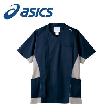 ドクターウェア 半袖ジャケット（ブルゾン・ジャンパー） アシックス CHM856-90 スクラブ（半袖） 医療白衣com