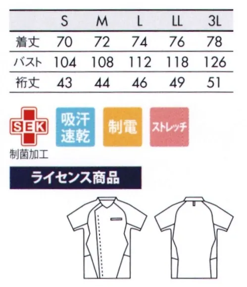 アシックス CHM859-09 スクラブ（半袖） 動きやすさを追求した「ライトニングシェイプ」腕の上下運動がよりスムーズに。■DETAIL POINT・ストラップホールドPHSや名札用ストラップのズレを軽減。・ポケット内ループ消毒液ホルダーも取り付けできるポケット内ループ。・ロゴ刺繍左肩にロゴ刺繍入り。・スナップボタン着脱が簡単な肩口スナップ仕様。・プロフィットテクノロジー×ライトニングシェイプ特殊カッティング技術の融合により腕の可動性能と、さらなる動きやすさを追及。【ライセンス商品】この商品は、アシックスジャパン株式会社とのライセンス契約により住商モンブラン株式会社が製造したものです。 サイズ／スペック