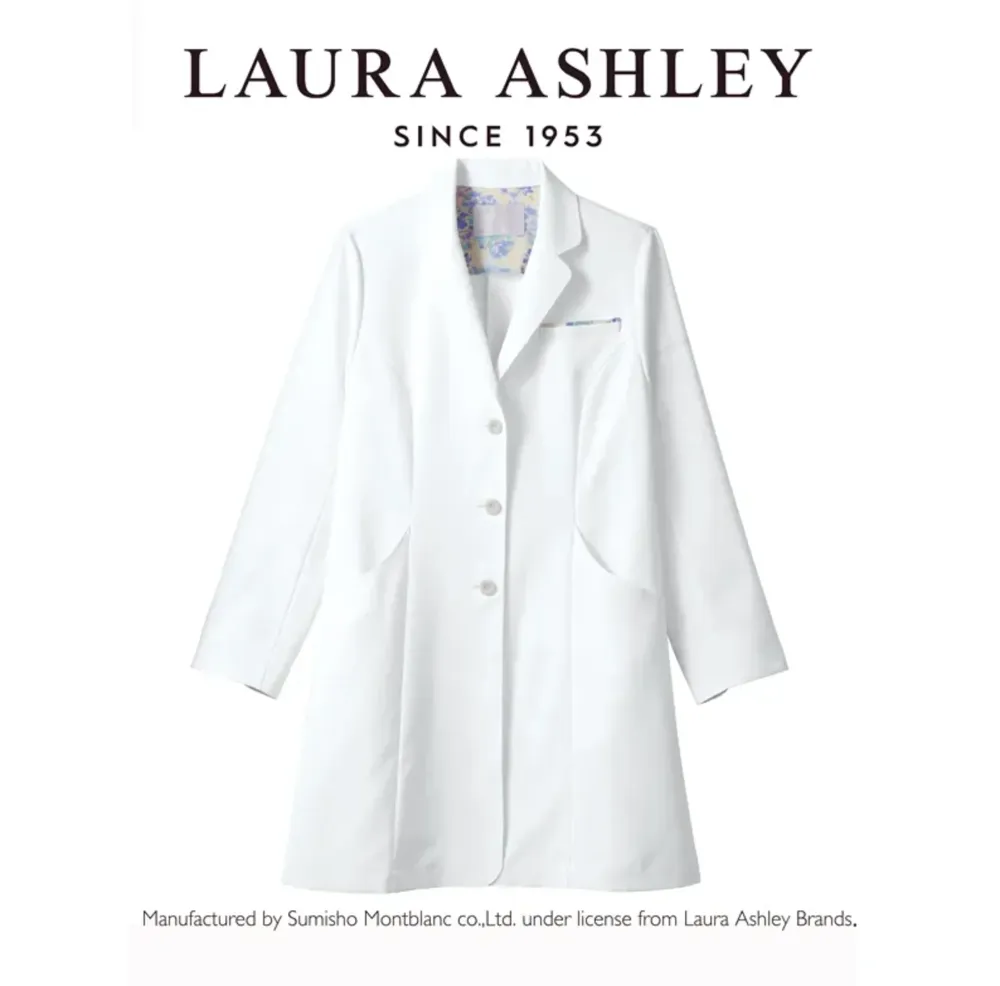 ローラアシュレイ白衣 ロングコートスタイル LAURA ASHLEY ローラ アシュレイ ドクターコート 白衣