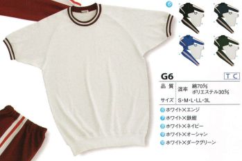 丸鷹産業 G6 半袖シャツ（30着分）（受注生産） よりよい地球環境と限りある資源を大切にすることを前提として、私たちのモノづくりが始まります。エコサークル。マルタカは製造・販売・回収・再利用までのリサイクルシステムを推進し、地球にやさしい循環型社会の実現をめざしています。エコサークル商品には認定マーク（織ネーム）を製品に縫着し、回収時には指定シールを梱包品に貼付ます。PETボトルやポリエステル製品を分解・精製し、石油から製造される原料と同レベルの高純度なポリエステル原料の回収を可能にしました。その原料からつくられたのがポリエステル（PET）リサイクル繊維「ECOPETEC100」です。掲載のマルタカ製品はほとんどECOPETでつくられています。エコペット特長1．完全環境型PETリサイクル繊維。2．バージン品と同レベルの安定した品質。使用エネルギー量は約7割→省エネルギー。炭酸ガス排出量は約8割→地球温暖化抑制。3．再生率100％のため、グリーン購入法や「エコマーク」商品の認定基準達成が容易。※ECOPET（エコペット）は帝人ファイバー株式会社の登録商標です。MRUTAKA ORIGINAL SPORTS WEAR 3POINT 1．素材。吸汗性・速乾性・保温性・耐久性・安全性など、すべてを追及したマルタカ独自開発の快適素材を使用しています。2．安全性。肌に優しい天然素材にこだわり、アトピーなどアレルギー体質の子供たちにも安心して着ていただけるよう配慮しました。3．機能性。動きやすさを考慮した素材とデザイン、また、日々繰り返しの着用や洗濯にも十分耐えられるようつくられています。MARUTAKAオリジナル素材MFCは綿・ポリエステルの二層構造です。超極細繊維使用の裏綿組織で、特に吸汗性・速乾性に優れた肌触りのよい素材です。ダブルカノコ織り・裏綿100％なので吸汗性・速乾性に優れています。肌への優しさ心地よさ・安全性を徹底追及。アトピー体質の生徒さんも安心・快適です。※この商品は受注生産品となっております。ご注文後のキャンセル・返品・交換ができませんので、ご注意下さいませ。※受注生産品のお支払方法は、先振込（代金引換以外）にて承り、ご入金確認後の手配となります（納期は約40日となります）。※こちらの商品は30着以上でのご注文のみ承っております。またカスタマイズのご相談も承っております。詳細につきましてはお問い合わせ下さい。