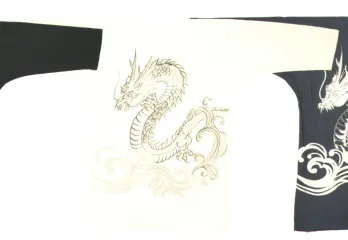 東京いろは SASHI-2 刺子刺繍 鯉口シャツ 龍/白