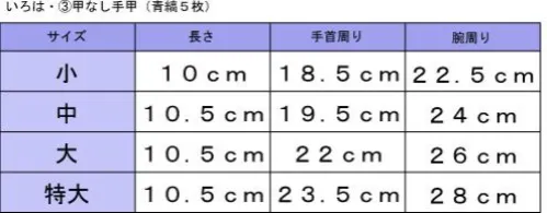 東京いろは TE-3 甲なし手甲（青縞5枚コハゼ） ※この商品はご注文後のキャンセル、返品及び交換は出来ませんのでご注意下さい。※なお、この商品のお支払方法は、先振込（代金引換以外）にて承り、ご入金確認後の手配となります。 サイズ／スペック