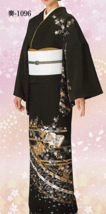 踊り衣装・着物 踊り衣装 日本の歳時記 1096 一越金彩絵羽 奏印（反物） 祭り用品jp