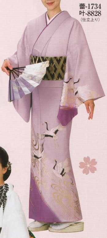 日本の歳時記 1734 踊り絵羽 蕾印（反物） ※この商品は反物です。仕立上がり商品は、8828になります。