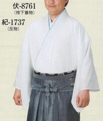 日本の歳時記 8761 伊達衿付 キングサイズ 袴下着物 伏印（男仕立） 袖口共布付き