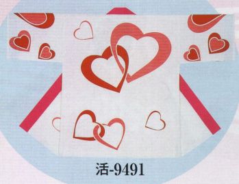 日本の歳時記 9491 シルクプリント袢天 活印（セット帯付） 