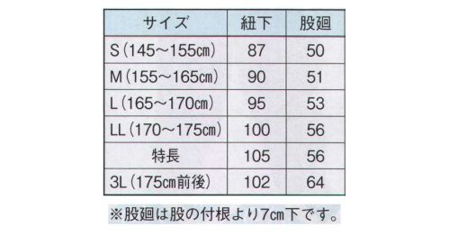 日本の歳時記 710-1 紺股引（大人用） ※股廻は股の付根より7センチ下です。 サイズ／スペック