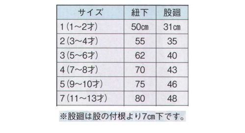 日本の歳時記 710-2 紺股引（子供用） ※股廻は股の付根より7センチ下です。 サイズ／スペック