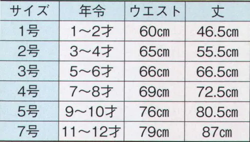 日本の歳時記 742 子供用白長パンツ（ゴム紐）  サイズ／スペック