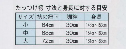 日本の歳時記 8701 たっつけ袴 元印  サイズ／スペック