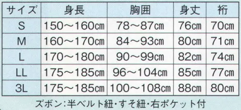 日本の歳時記 8945 作務衣 福印  サイズ／スペック