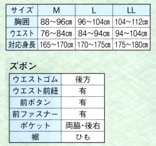 日本の歳時記 8962 作務衣 針印  サイズ／スペック