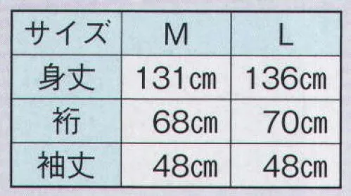 日本の歳時記 8989 ちりよけコート一部式 雅印  サイズ／スペック