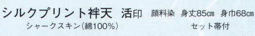 日本の歳時記 9469 シルクプリント袢天 活印  サイズ／スペック