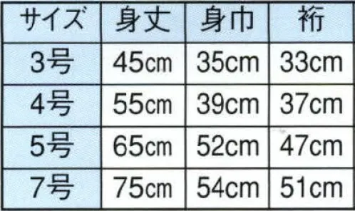 日本の歳時記 9640 子供用袢天 先印 背「 祭 」 衿字は、3・4号「 小若 」、 5・7号「 中若 」となります。 サイズ／スペック