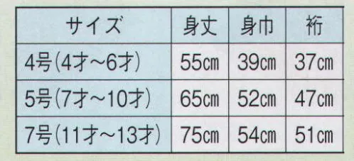 日本の歳時記 9661 無地子供袢天 G印（セット帯付）  サイズ／スペック