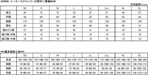 ミツウマ 220000 シーエースジャンパー32型共二重袖MHW ※この商品は、ご注文後のキャンセル・返品・交換ができませんので、ご注意下さいませ。※また、この商品のお支払方法は、先振込（代金引換以外）にて承り、ご入金確認後の手配となります。※尚、受注生産品の納期は、ご入金確認後、約2ヵ月～2ヵ月半程度かかります。 サイズ／スペック