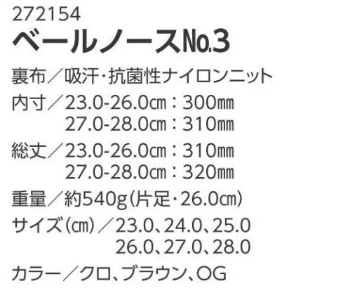 ミツウマ 272154 ベールノースNo.3 ヒールの無いフラットな靴底は安定感があり土がつきにくい設計。蒸れやすい夏季の作業を考慮し、吸汗・抗菌性布をインナーに採用しました。やわらかく軽いプロ仕様の農業長靴をリーズナブルに履ける一品です。しゃがんだ時に膝裏に当たらないよう、切り口が斜めにカットされた履口。素早く汗を吸収して、サラサラ感が持続する吸汗機能と、雑菌の繁殖を抑え、気になる臭いを軽減する抗菌機能を併せ持った裏布を使用しました。※この商品はご注文後のキャンセル、返品及び交換は出来ませんのでご注意下さい。※なお、この商品のお支払方法は、先振込（代金引換以外）にて承り、ご入金確認後の手配となります。 サイズ／スペック