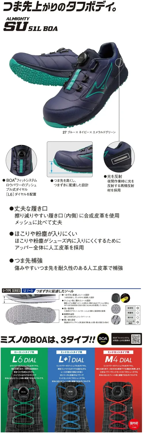 ミズノ F1GA2317 オールマイティ SU 51L BOA サイズ／スペック