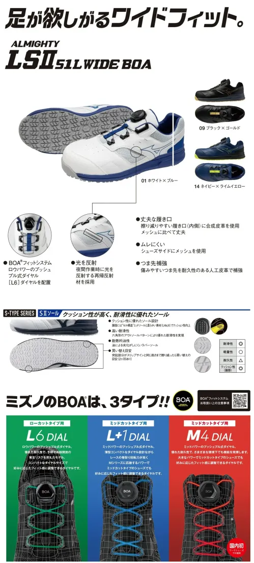 ミズノ F1GA2415 オールマイティ LSII 51L WIDE BOA サイズ／スペック