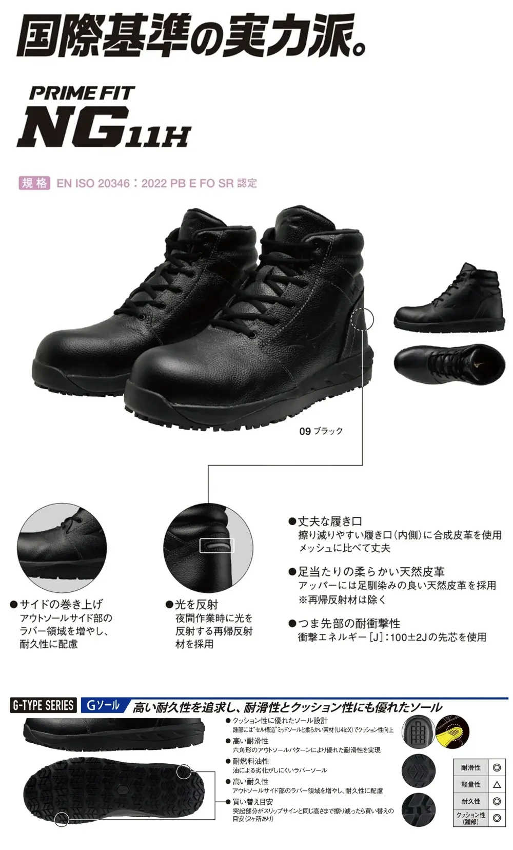 ミズノ F1GE245209 プライムフィット NG 11H サイズ・スペック