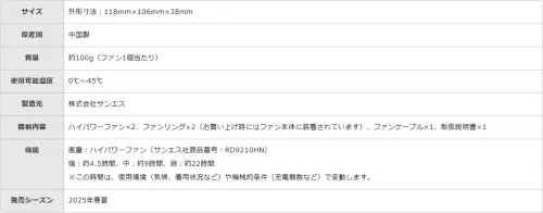 ミズノ F6JSF59210 エアリージャケット用ファン サイズ／スペック