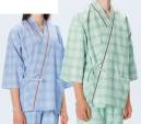 ナガイレーベン PG-1411 患者衣上衣（じんべい型上着）チェック柄 パジャマの合理性と浴衣の融通性を併せ持った甚平スタイル。7つのサイズを揃えて、子供から成人女性、男性にまで対応できます。衿のラインはサイズごとに色を変え、一目瞭然に。