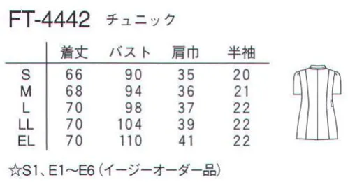 ナガイレーベン FT-4442 女子スクラブ プロフェッショナルを感じさせる衿元とネイビーとの配色がより信頼感を与えます。多機能なポケットも多く搭載し、機能面においてもプロフェッショナルです。平二重織●特殊断面フルダル糸を使用し、高い防透け性能と吸汗速乾性を持っています。●高い伸縮性による着心地の良さと動きやすさを持った素材です。●特殊仕上により吸水、防汚効果を付加しています。●業務用洗濯にも耐えうる形態安定素材です。 サイズ／スペック