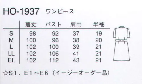 ナガイレーベン HO-1937 ワンピース 花びらを思わせるソフトな衿にポイントを加えました。優しさに楽しさをプラスしています。右脇にPHS用のポケットが付いています。ワープニット●光の透過性を抑えた高ランダム扁平断面糸（アレニエ）を使用することにより、高い防透性を実現しました。●高い伸縮性を持ち、着心地の良さと動きやすさを提供します。●特殊仕上により吸水、防汚効果を付加しています。●業務用洗濯にも耐えうる形態安定素材です。 サイズ／スペック