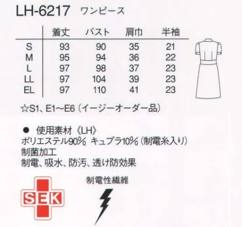 ユニフォーム1 ナガイレーベンの半袖ワンピース Lh 6217