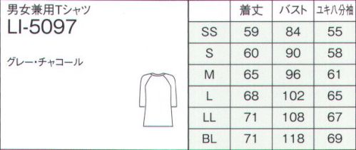 ナガイレーベン LI-5097 男女兼用Tシャツ オールシーズン対応インナー厳しい洗濯条件にも耐えうる耐久性を持っています。 サイズ／スペック