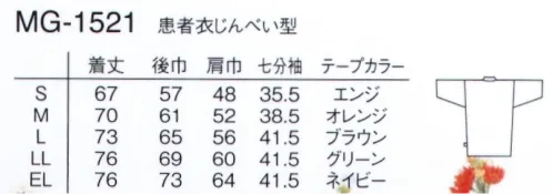ナガイレーベン MG-1521 患者衣じんべい型 キルティングをイメージした格子柄のソフトで膨らみ感のあるニット素材を使用した患者衣です。しわになりにくくやわらかで快適な着心地です。〇レントゲン写真への写り込みについて装置や撮影条件によって読影に影響を及ぼす陰影が映る可能性がありますので、事前に確認テストをお願い致します。 サイズ／スペック