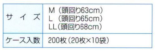 日本メディカルプロダクツ EL-480G エレクトネット帽（200枚入） ※製品天井部に使用している原料の製造中止に伴い、2021年9月より順次仕様変更現行品:レーヨン不織布変更品:レーヨン/ポリエステル不織布※日本メディカルプロダクツ(株)にて定める性能及び品質に関する基準に変更はございません。不電荷のパワーで毛髪を強力キャッチ！！数回洗濯可能な高耐久性タイプです。バンド付きで毛髪のはみ出し防止を強化バンドが汗止めになります天井がメッシュで通気性に優れています■ケース入り数200枚食品加工・精密機器・薬品工場などの清潔な職場環境をつくります。清浄空間を要求される作業空間で活躍します。通気性に優れ、ムレ感がありません。軽く着用感にも配慮しました。ゴム部分など伸縮性も工夫。帯電荷のパワーで毛髪を強力キャッチ。エレクトネットは極細繊維の不織布でつくられています。特殊な方法で帯電（エレクトレット）化した不織布の一本一本の繊維が常に電気分解を保持し周囲に電界を形成します。そのため、強力な吸着力を持ち、目に見えないミクロのホコリから抜け毛やフケなどを強力にキャッチします。※洗濯方法:キャップをより長持ちさせるコツとしまして、洗濯は手で軽く押し洗いして、手で絞らないようにしてください。洗濯機の場合は洗濯ネットに入れ、短時間弱い水流で洗い、脱水は脱水機を使用してください。数回の洗濯が可能です。交換の目安は2週間～1ヶ月です。※この商品はご注文後のキャンセル、返品及び交換は出来ませんのでご注意下さい。※なお、この商品のお支払方法は、先振込（代金引換以外）にて承り、ご入金確認後の手配となります。 サイズ／スペック