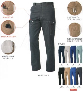 男女ペア カーゴパンツ（ベトナムパンツ） コーコス信岡 A-4075-B ノータックカーゴパンツ 作業服JP